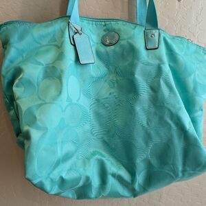 Robin's egg blue coach shoulder bag